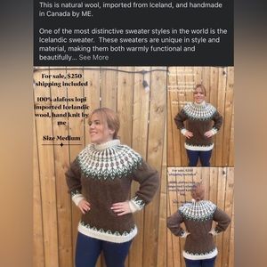 Handmade 100% Icelandic Álafoss lopi wool Sweater. Women’s size Medium.